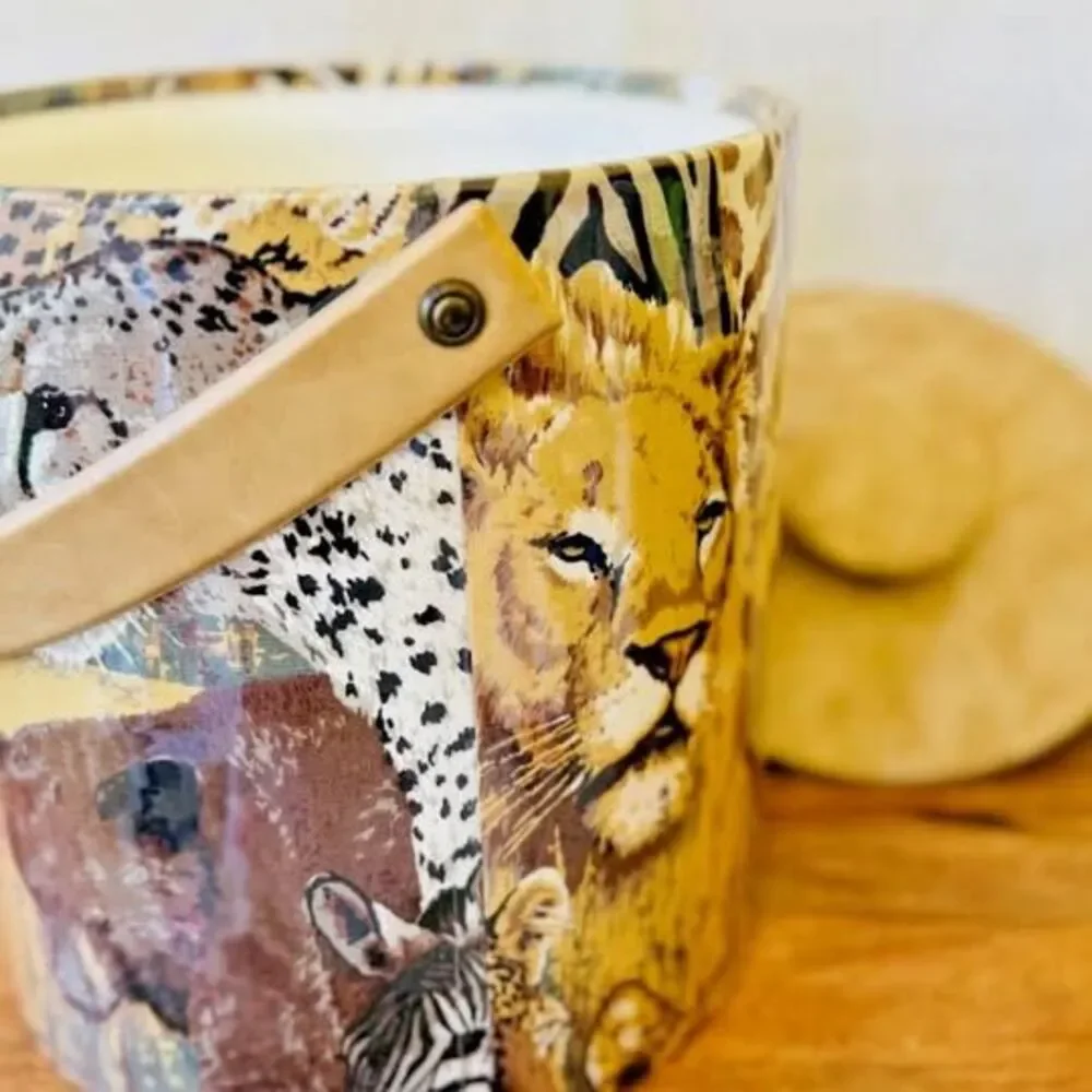 Vintage Safari, Lion, Leopard, Camel, Tiger, Bear Vinyl Bar Ice Bucket